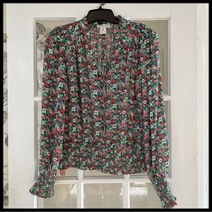 {Rachel Zoe} Sheer Floral Blouse